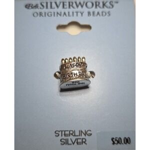 New Vintage Sterling Silver Birthday Cake Charm Happy Birthday IBB 925